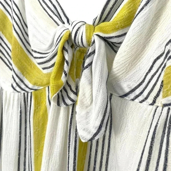 Tie Front Striped Tank Top Yellow - Picture 2 of 5